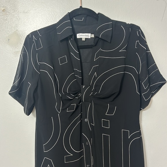 Calvin Klein Illusion Monogram Maxi Shirt Dress Size 4 - Picture 4 of 7